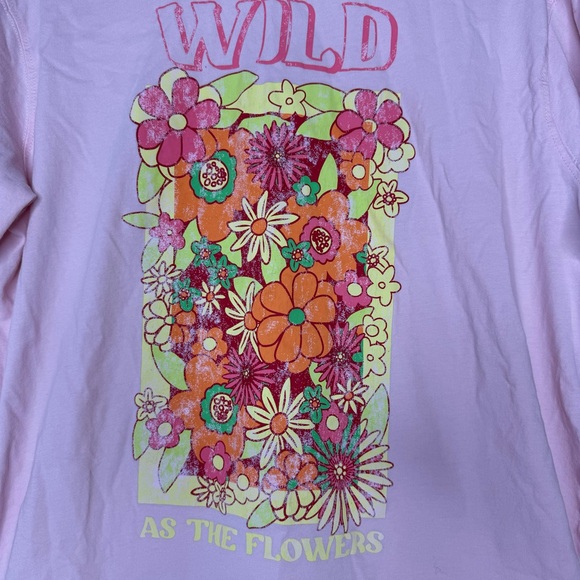Bingo tshirt wild as the flowers neon light pink floral graphic baggy tshirt - Picture 2 of 9